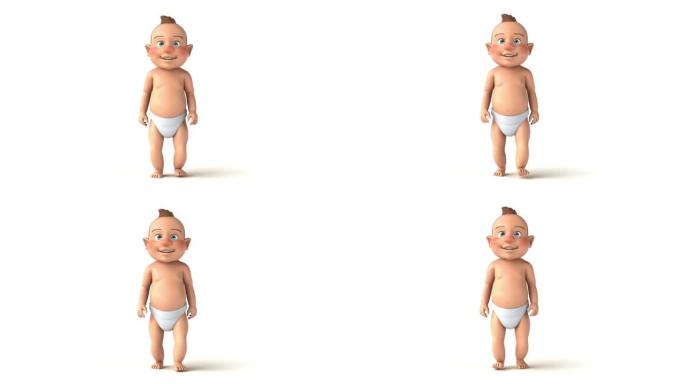 婴儿走路的有趣3D卡通