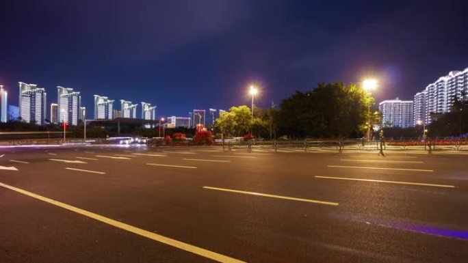 夜间照明三亚交通街公寓综合全景4k海南岛中国