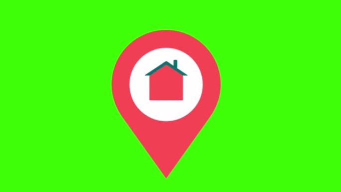 绿色屏幕上弹出带房子的红点图标