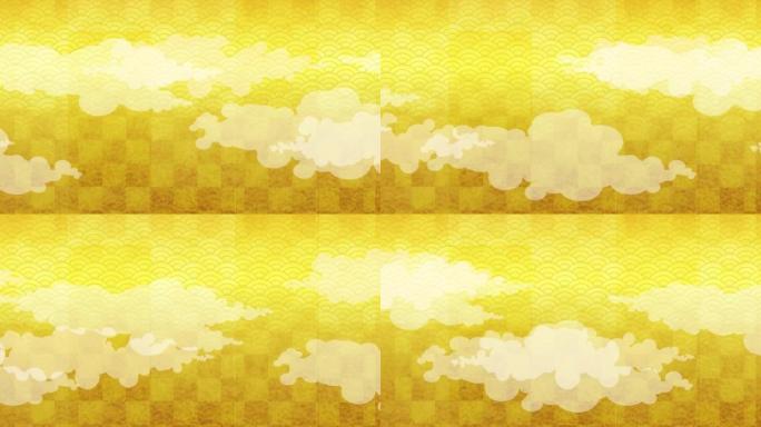 日本风格金色背景上流淌的白云动画日式动画美满结局