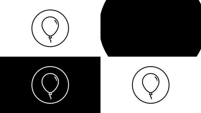 圆圈内气球线图标，派对装饰，线图标。
