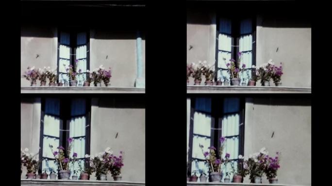 60年代瑞士卢塞恩的鲜花阳台