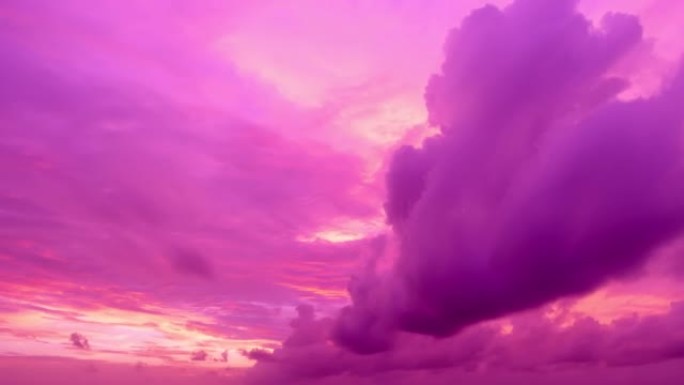 赛博朋克色彩趋势流行背景。延时自然美丽的运动模糊的光线日落或日出五颜六色的戏剧性的壮丽的风景天空与惊