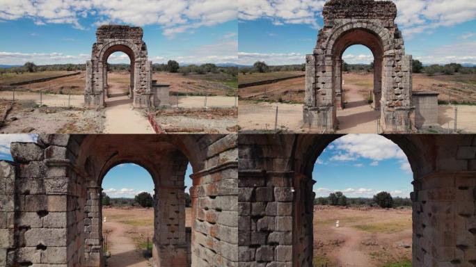 西班牙埃斯特雷马杜拉的卡帕拉罗马遗迹鸟瞰图。高质量4k镜头
