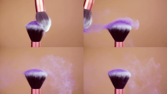 紫粉爆炸超慢动作化妆刷