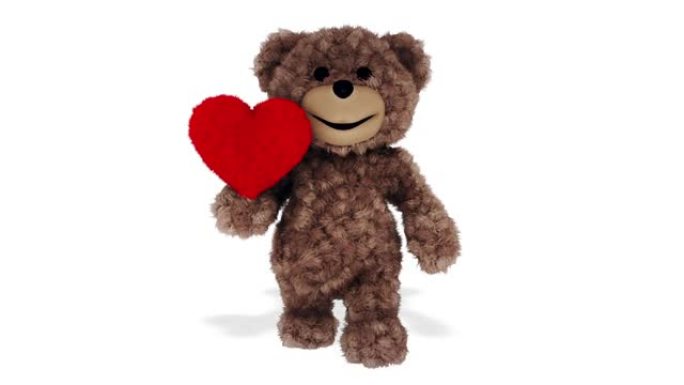泰迪熊显示心脏环形白色背景