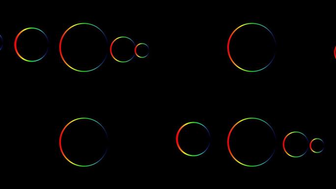 彩色圆圈的动画，如具有各种旋转的几何形状。