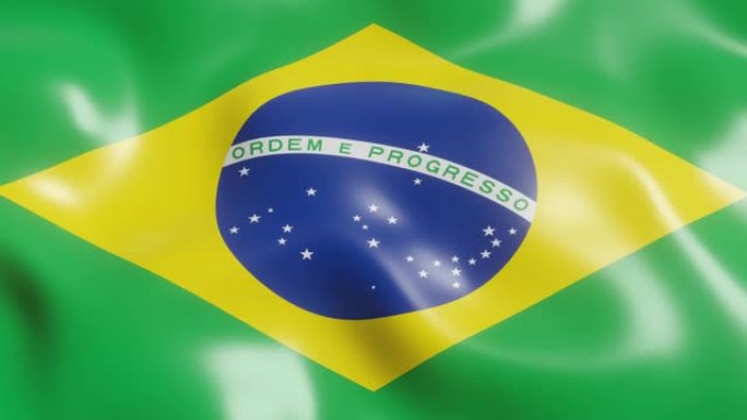 3d渲染巴西国旗。国旗在风中飘扬。4k真实感无缝循环动画视频剪辑