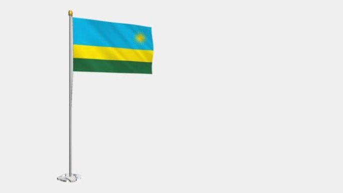卢旺达国旗在风中飘扬的循环视频，4k的慢动作视频，带Alpha通道