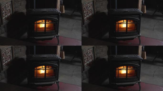 旧木材燃烧古董取暖炉