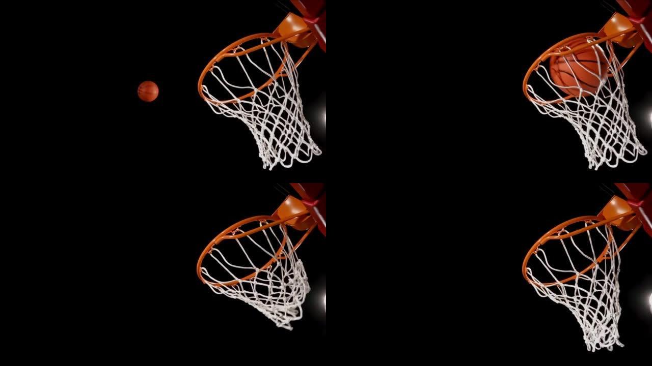 抬头看着侧面一个篮球架和网作为三分球，只不过是网，慢动作