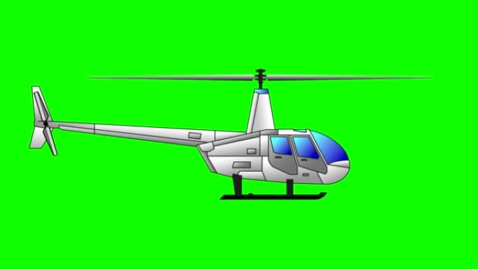 直升机在绿色背景上旋转叶片