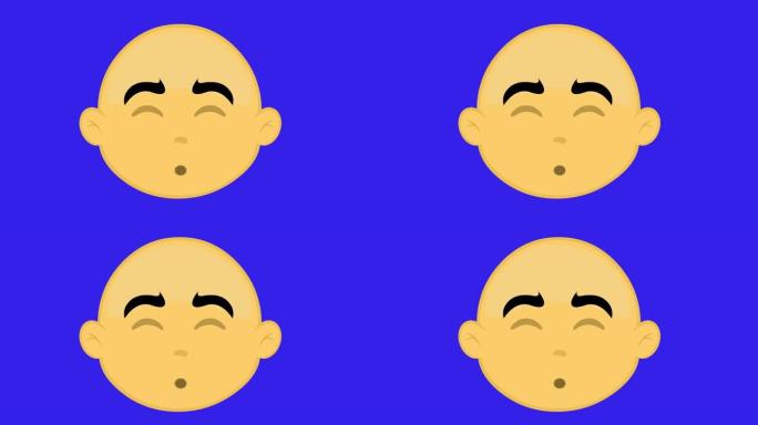 黄色秃头卡通人物睡觉的脸部循环动画