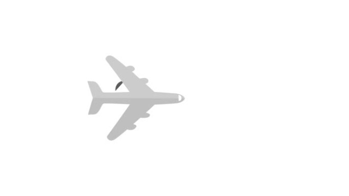 一架灰色飞机飞走，留下痕迹，铭文再见。动画视频，4K