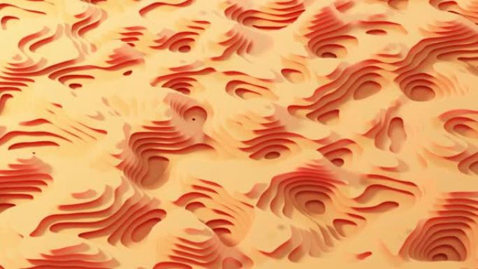 波浪图案剪纸背景的循环动画，3d渲染。