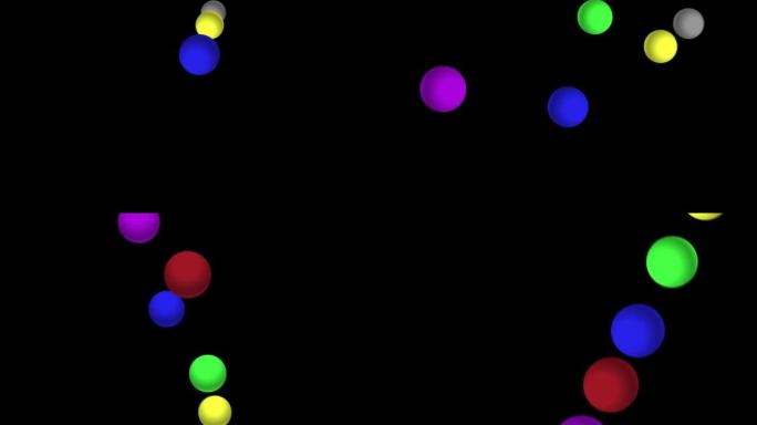 彩球彼此平静地绕在一起，同时降落在屏幕底部，3d动画