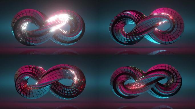 旋转扭曲无限符号无缝循环3D渲染动画