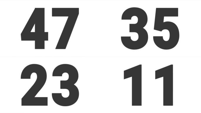 从数字59到0的倒计时动画，黑色数字变形