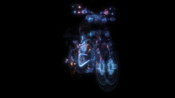 由辉光点和线组成的抽象摩托车