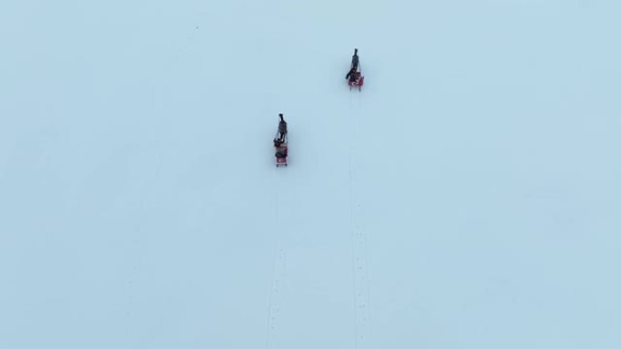 Cildir湖上的马雪橇无人机视频Ardahan土耳其