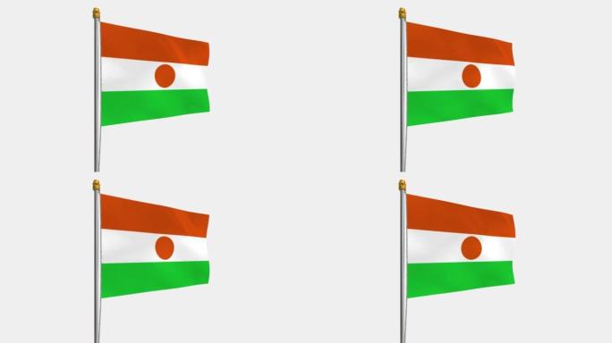 尼日尔国旗在风中飘扬的循环视频，4k的慢动作视频，带Alpha通道