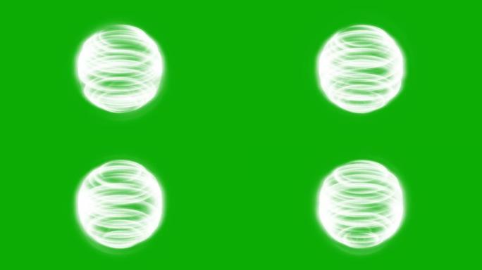 绿色屏幕背景的闪亮魔球运动图形