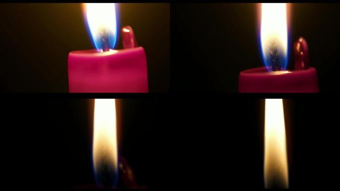 红色蜡烛燃烧火焰的时间流逝越来越短
