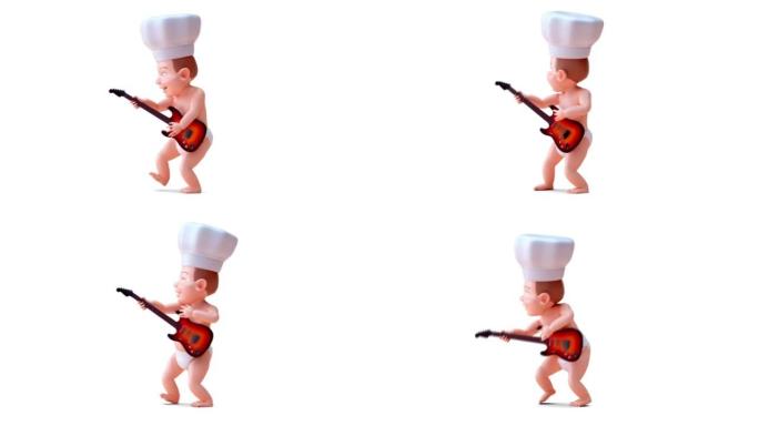 有趣的3D卡通婴儿弹吉他
