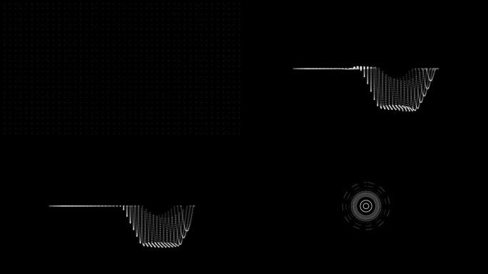 3in1 Motion Graphic Pack，三个未来派用户界面动画，移动的点填充屏幕，抽象的圆