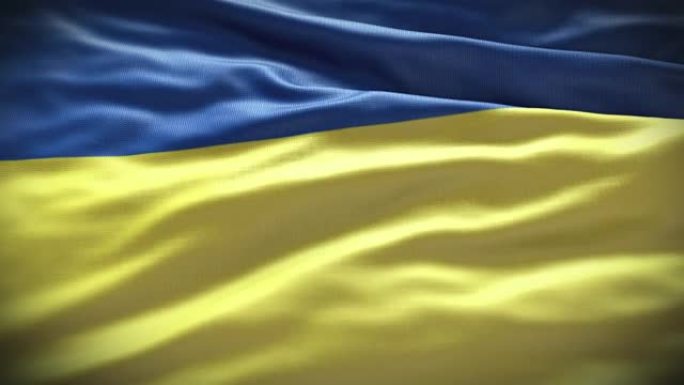 乌克兰国旗，乌克兰，基辅，背景，全帧，特写，慢动作，平滑挥动，无缝循环