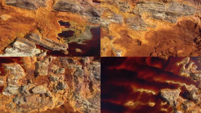 Riottota矿山，水被矿物 (铁和其他矿物) 染成红色。
