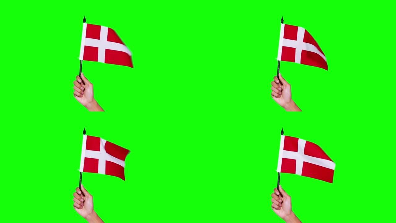 挥舞丹麦国旗的慢动作