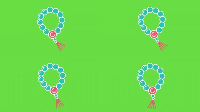 绿色背景卡通瑜伽装饰的4k视频。