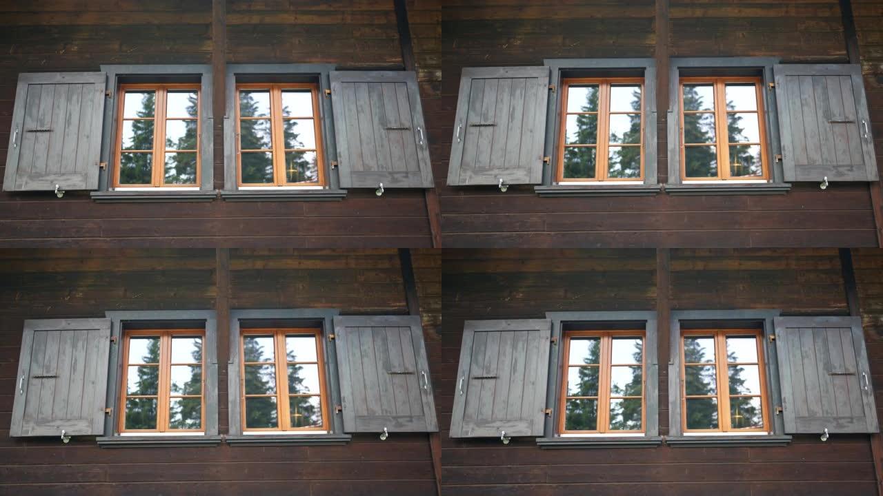 窗户外部木制家用窗户