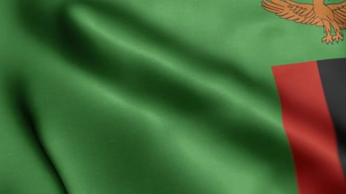 赞比亚国旗-赞比亚国旗高细节-国旗赞比亚波浪图案可循环元素-高分辨率和高细节织物纹理和无尽循环股票视
