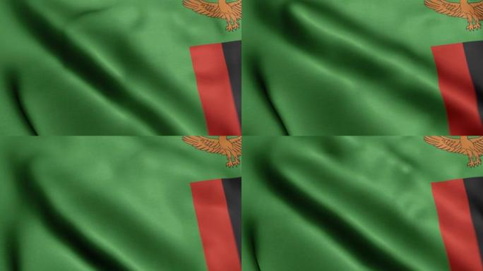 赞比亚国旗-赞比亚国旗高细节-国旗赞比亚波浪图案可循环元素-高分辨率和高细节织物纹理和无尽循环股票视