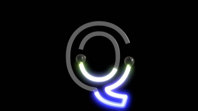 霓虹灯打开字母Q的动画