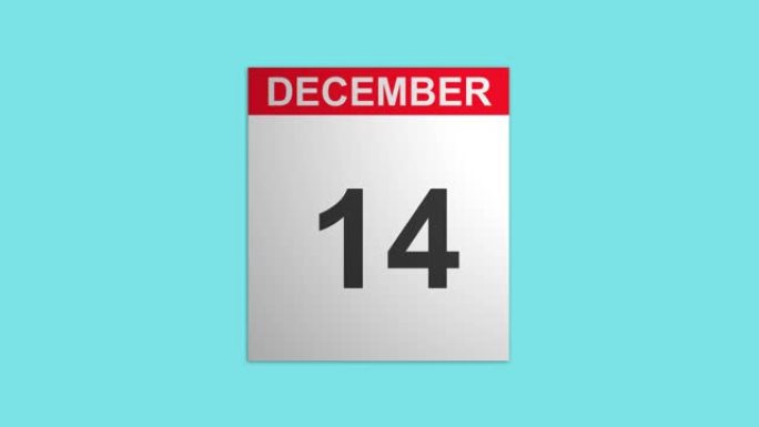 12月月份和翻转页面的日历动画，蓝屏背景拍摄