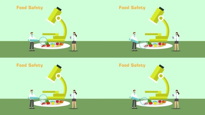 两名科学家在盘子上检查蔬菜