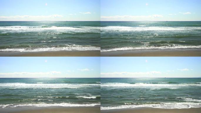 海浪冲击海滩海边海水海滩沙滩