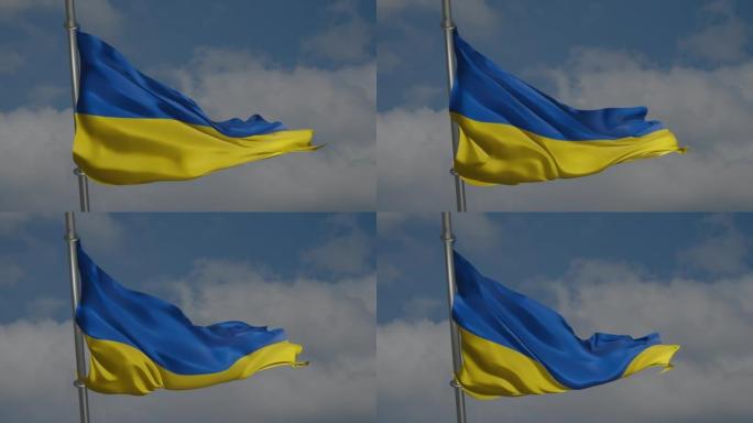 乌克兰国旗在blye天空背景