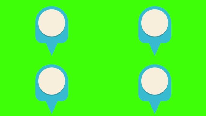 绿色屏幕上弹出动画空白蓝色位置图标