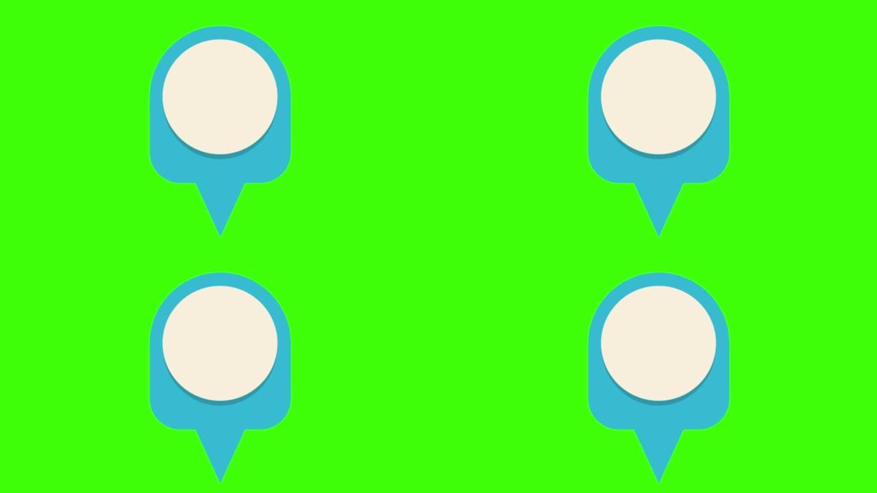 绿色屏幕上弹出动画空白蓝色位置图标