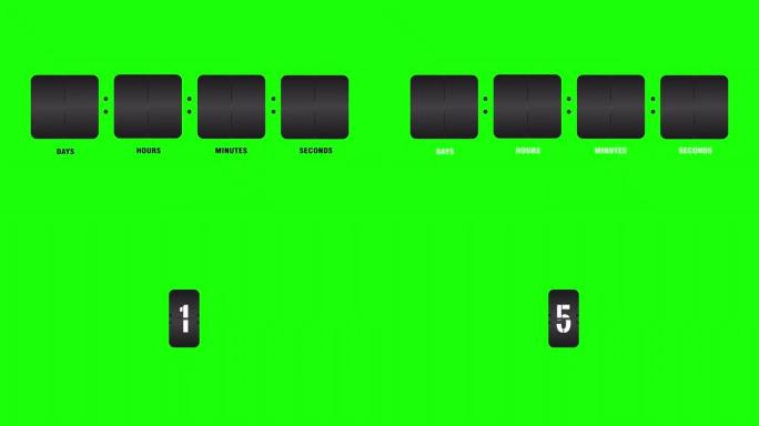 倒计时钟。计数器计时器时钟计数日数字下降手表数字分钟来分数小时显示网页。4k视频和阿尔法频道。