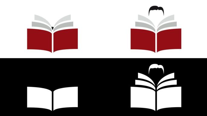 图书阅读器或学生的动画标志