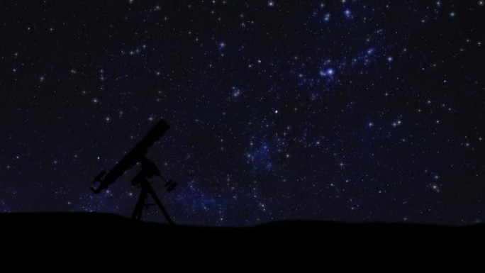 望远镜的轮廓，用于观察星空移动的太空和天文学物体。
