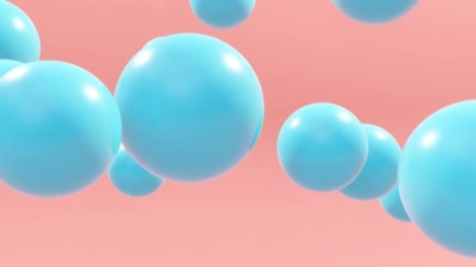 蓝色球漂浮在粉红色背景上。-3d渲染。