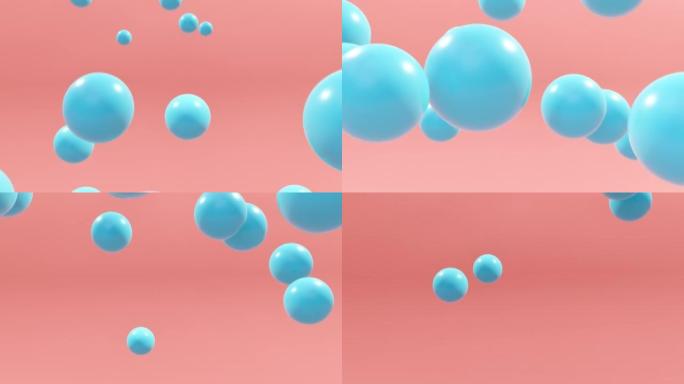 蓝色球漂浮在粉红色背景上。-3d渲染。