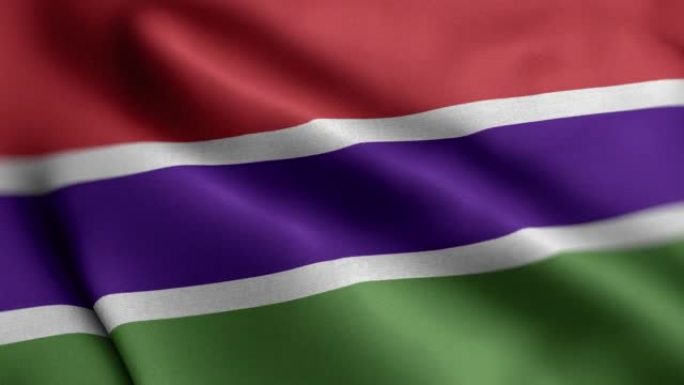 冈比亚国旗-冈比亚国旗高细节-国旗冈比亚波浪图案可循环元素-高分辨率和高细节织物纹理和无尽循环股票视