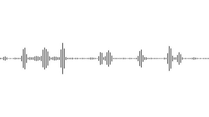白色背景上的音频波形循环动画。音乐，音频技术概念。